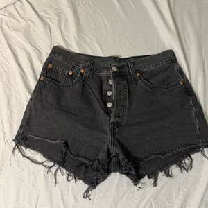 Black Distressed Denim Shorts
